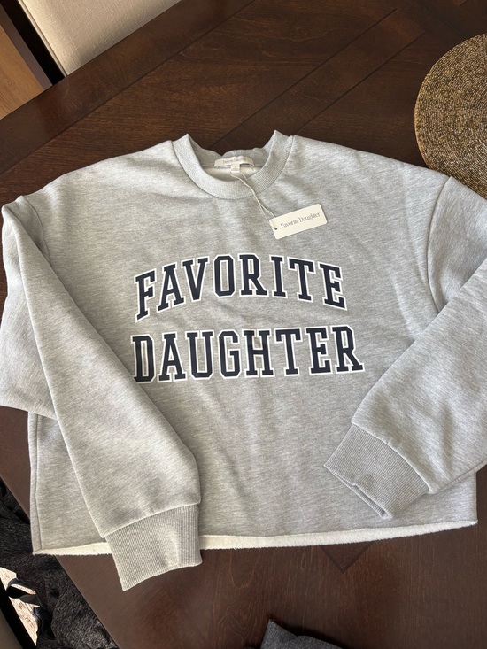 Favorite Daughter Tops - Favorite Daughter Cropped Collegiate Sweatshirt - Heather Grey Navy NWT